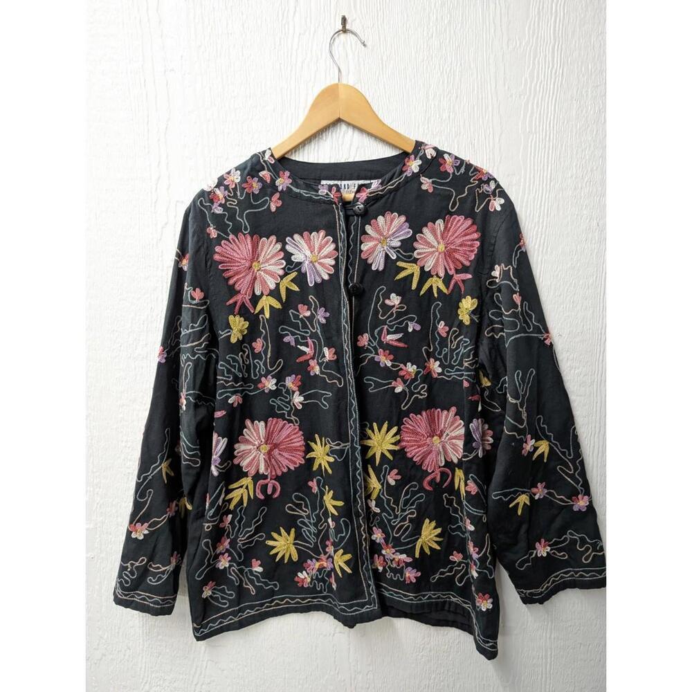 VTG Bedford Fair Embroidered Jacket Floral Dark Romantic Y2K Fairy Boho Size 1XW